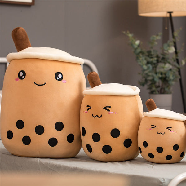 Strawberry Boba Tea Plush Pillow