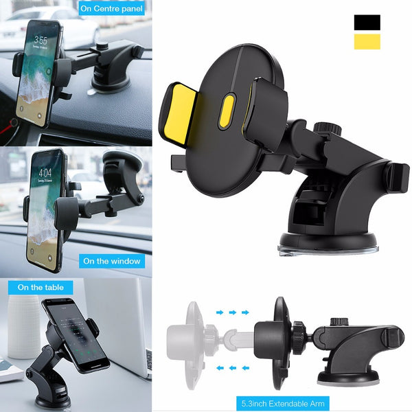 Long Rod Telescopic Car Phone Holder with Strong Suction Cup for Dashboard and Windshield