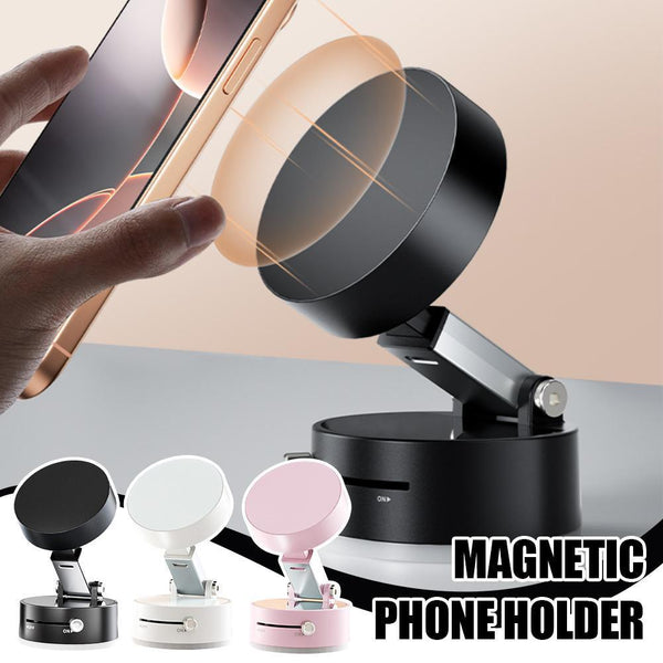 Foldable Magnetic Vacuum Car Phone Holder with Suction Cup, Hands-Free Navigation for Smartphones