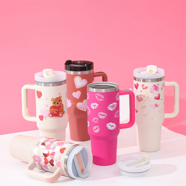 40 Oz Stainless Steel Insulated Tumbler with Handle, Straw, and Spill-Proof Lid for Car, Gym, and Travel