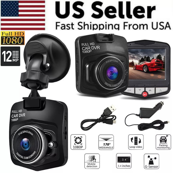2.4-Inch Full HD 1080P Dash Cam with Night Vision and G-Sensor, Front or Rear Car DVR
